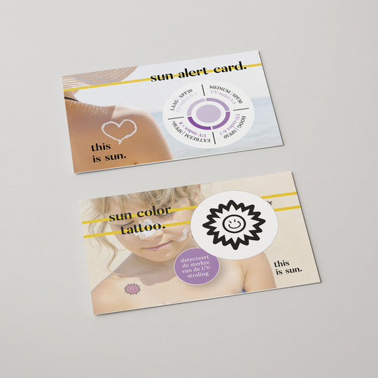 UV-alert card & sun tattoo UV-alert  (5 stuks + 5 stuks) | "this is sun."